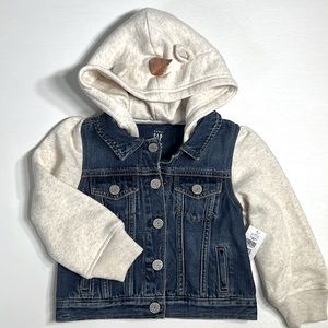 Baby GAP Toddler Unicorn Denim Hoodie Jacket | Toddler Girls 3T, 3 Years | NWT